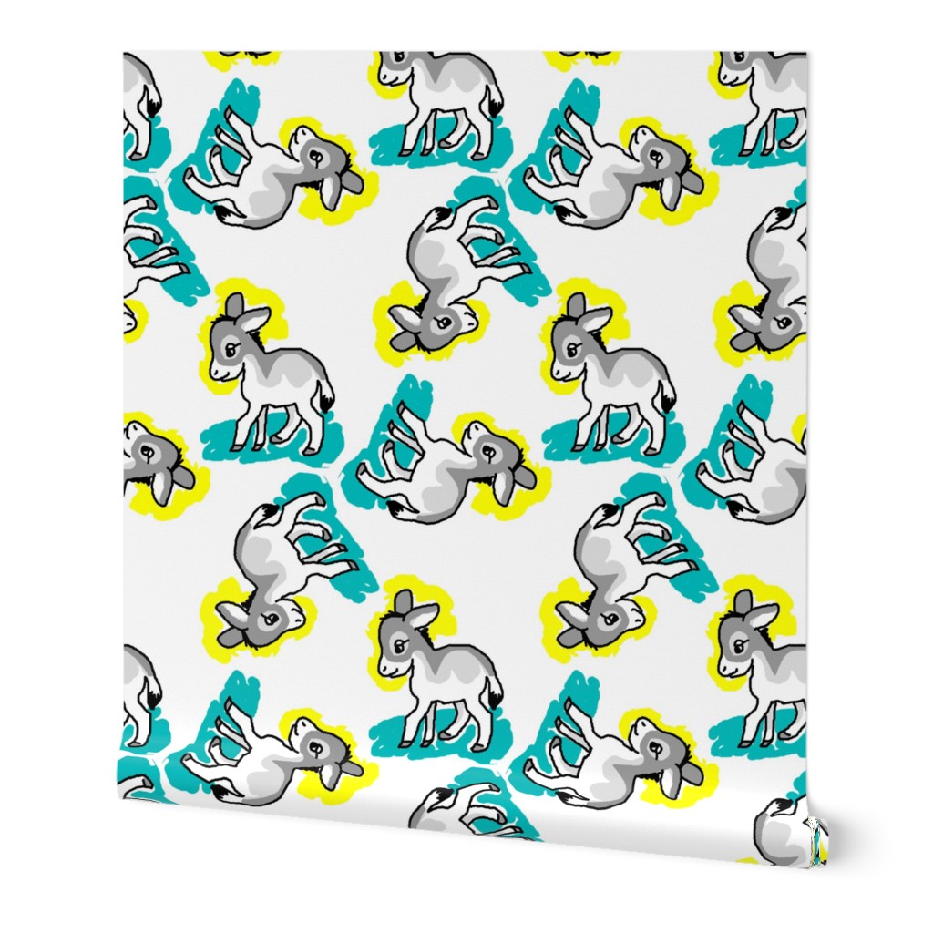 1950's Style Baby Donkey in Yellow and Turquoise