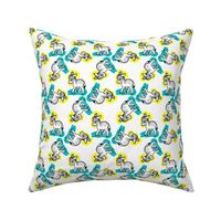 1950's Style Baby Donkey in Yellow and Turquoise