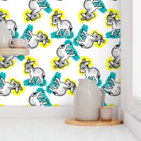 1950's Style Baby Donkey in Yellow and Turquoise