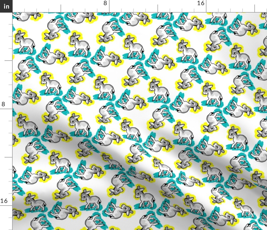 1950's Style Baby Donkey in Yellow and Turquoise