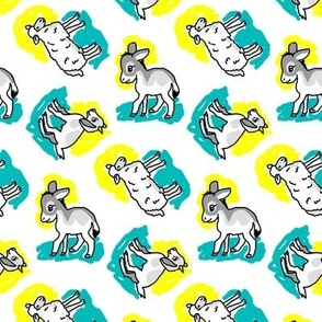 1950's Style Sheep Goat and Donkey in Yellow and Turquoise
