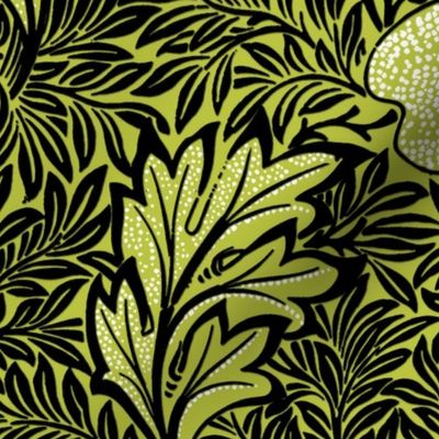 Apple ~ William Morris ~  Faux Flocked Black and White on Usurper 