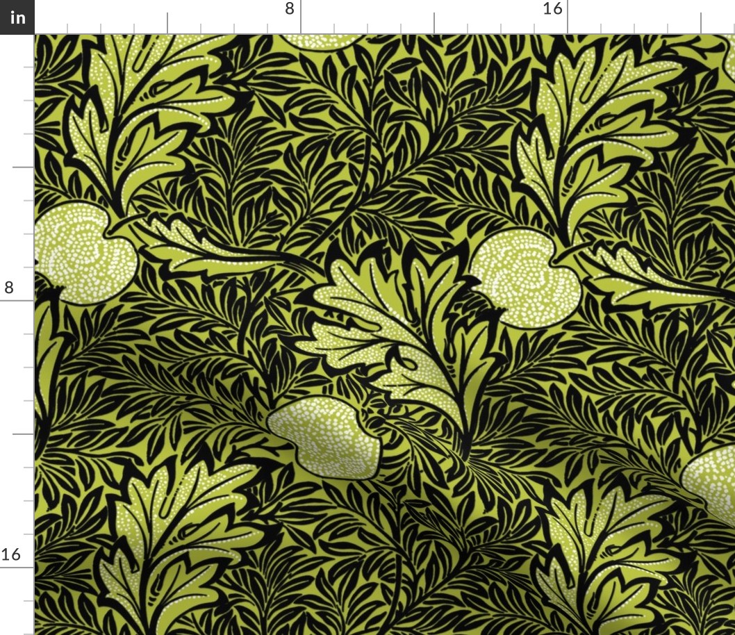 Apple ~ William Morris ~  Faux Flocked Black and White on Usurper 