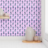 Indigo pineapples on pink || cute tropical pattern for nursery