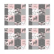 (3" small scale) You are so deerly loved / little lady - pink and grey camo - woodland patchwor