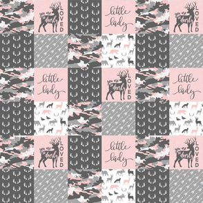 (3" small scale) You are so deerly loved / little lady - pink and grey camo - woodland patchwor