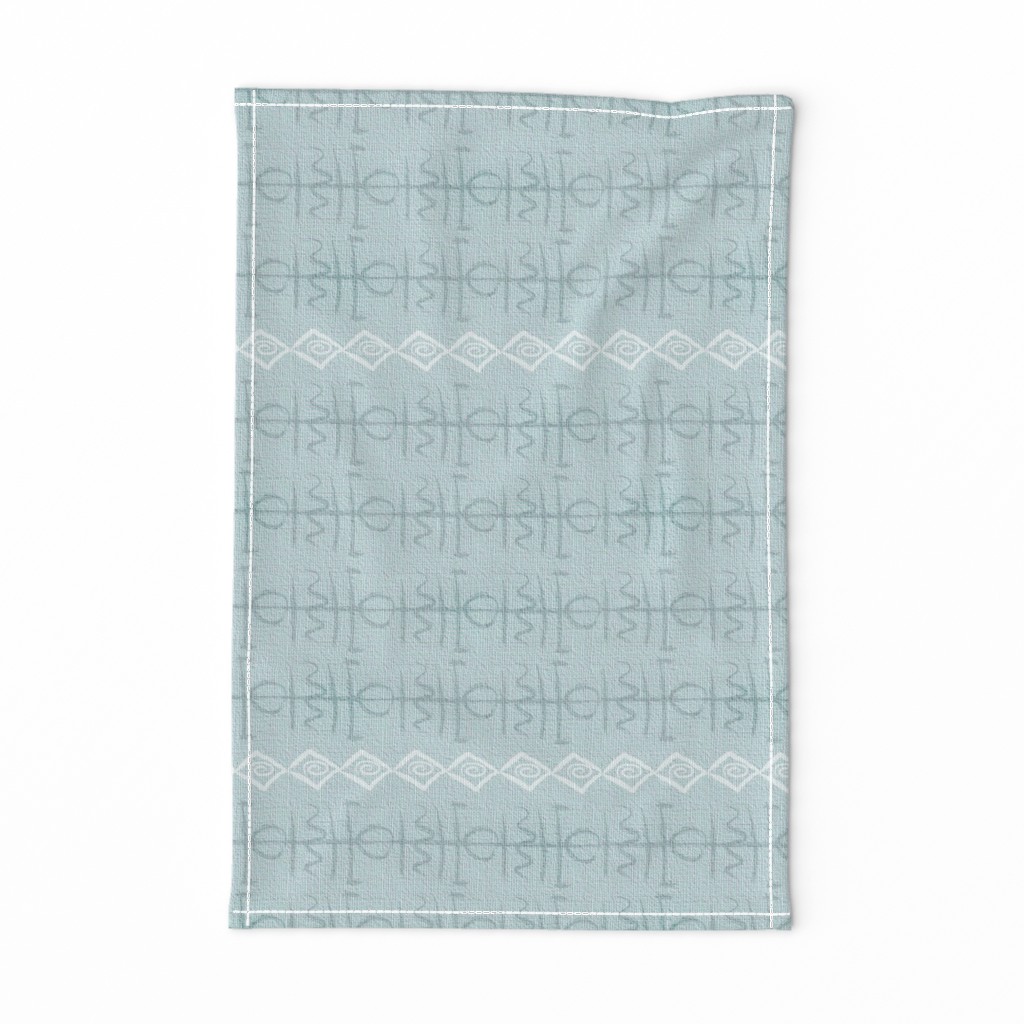 Bohemian glyph symbols light blue cloth