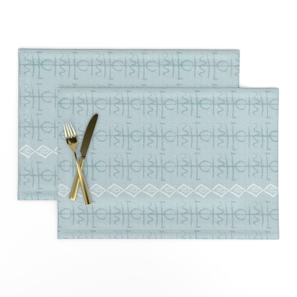 Bohemian glyph symbols light blue cloth