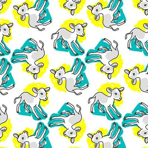 1950's Style Calf Baby Cow in Yellow and Turquoise