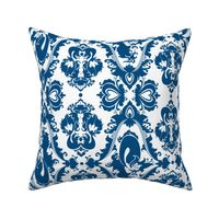 Mermaid Damask in Classic Blue