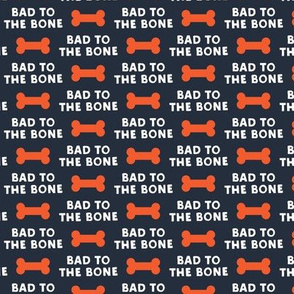 bad to the bone - red on blue w/ dog bone