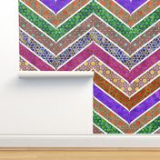 Watercolor Moroccan Lattice  Chevron ~ Mixed Rainbow 