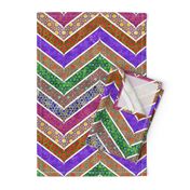 Watercolor Moroccan Lattice  Chevron ~ Mixed Rainbow 