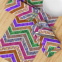 Watercolor Moroccan Lattice  Chevron ~ Mixed Rainbow 