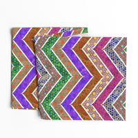 Watercolor Moroccan Lattice  Chevron ~ Mixed Rainbow 