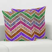 Watercolor Moroccan Lattice  Chevron ~ Mixed Rainbow 