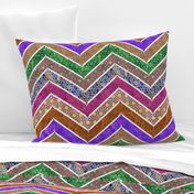 Watercolor Moroccan Lattice  Chevron ~ Mixed Rainbow 