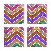 Watercolor Moroccan Lattice  Chevron ~ Mixed Rainbow 