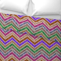 Watercolor Moroccan Lattice  Chevron ~ Mixed Rainbow 