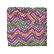 Watercolor Moroccan Lattice  Chevron ~ Mixed Rainbow 