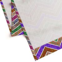 Watercolor Moroccan Lattice  Chevron ~ Mixed Rainbow 