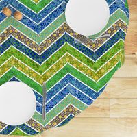 Watercolor Moroccan Lattice  Chevron ~  Blue