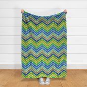 Watercolor Moroccan Lattice  Chevron ~  Blue