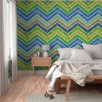 Watercolor Moroccan Lattice  Chevron ~  Blue