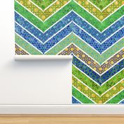 Watercolor Moroccan Lattice  Chevron ~  Blue