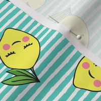 happy lemons - teal stripes