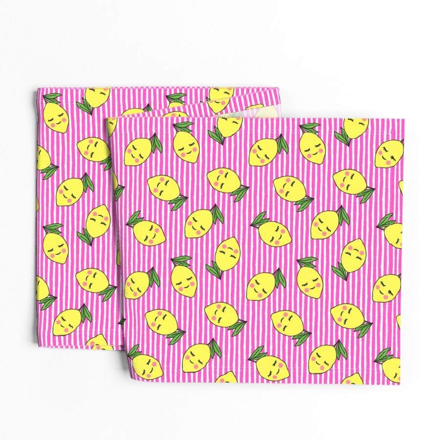 happy lemons - hot pink stripes