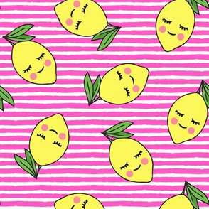 happy lemons - hot pink stripes