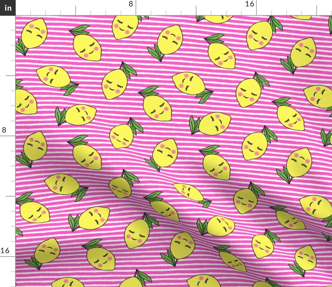 happy lemons - hot pink stripes