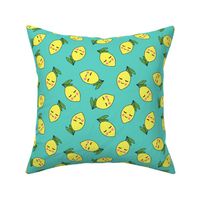 happy lemons on teal