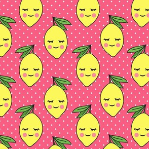 happy lemons - pink 3 with polka dots