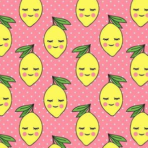 happy lemons - pink 2 with polk dots