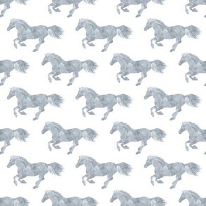 Watercolor Pony in Smoke Grey on White // small