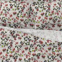 FUCHSIA FLOWERS CLASSIC BRIGHT ON CREAM ECRU