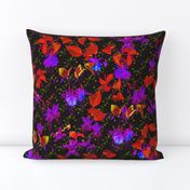 GLOWING IN THE NIGHT EFFECT FUCHSIA FLOWERS RED ULTRA VIOLET