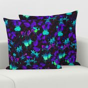 GLOWING IN THE NIGHT EFFECT FUCHSIA FLOWERS ULTRA VIOLET AQUA TURQUOISE BLUE