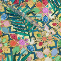 Gilded Moroccan Mosaic Tiles with Palm Leaves - large version