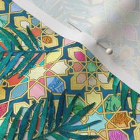 Gilded Moroccan Mosaic Tiles with Palm Leaves - small version