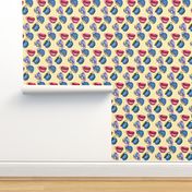 Cups scattered-mango background