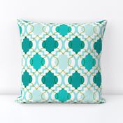 Medina - Modern Ogee Geometric White & Aqua