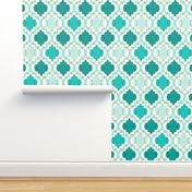 Medina - Modern Ogee Geometric White & Aqua