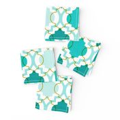 Medina - Modern Ogee Geometric White & Aqua