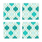 Medina - Modern Ogee Geometric White & Aqua