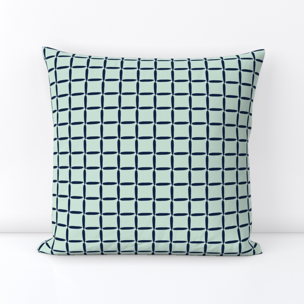 Mint Green Navy Blue Weave Simple Grid Square Texture _ Miss Chiff Designs 