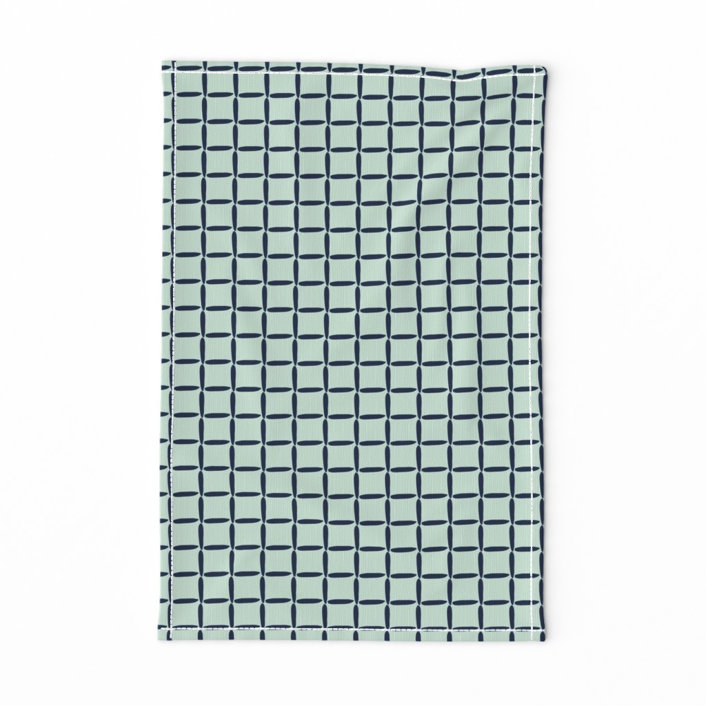 Mint Green Navy Blue Weave Simple Grid Square Texture _ Miss Chiff Designs 