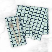 Mint Green Navy Blue Weave Simple Grid Square Texture _ Miss Chiff Designs 